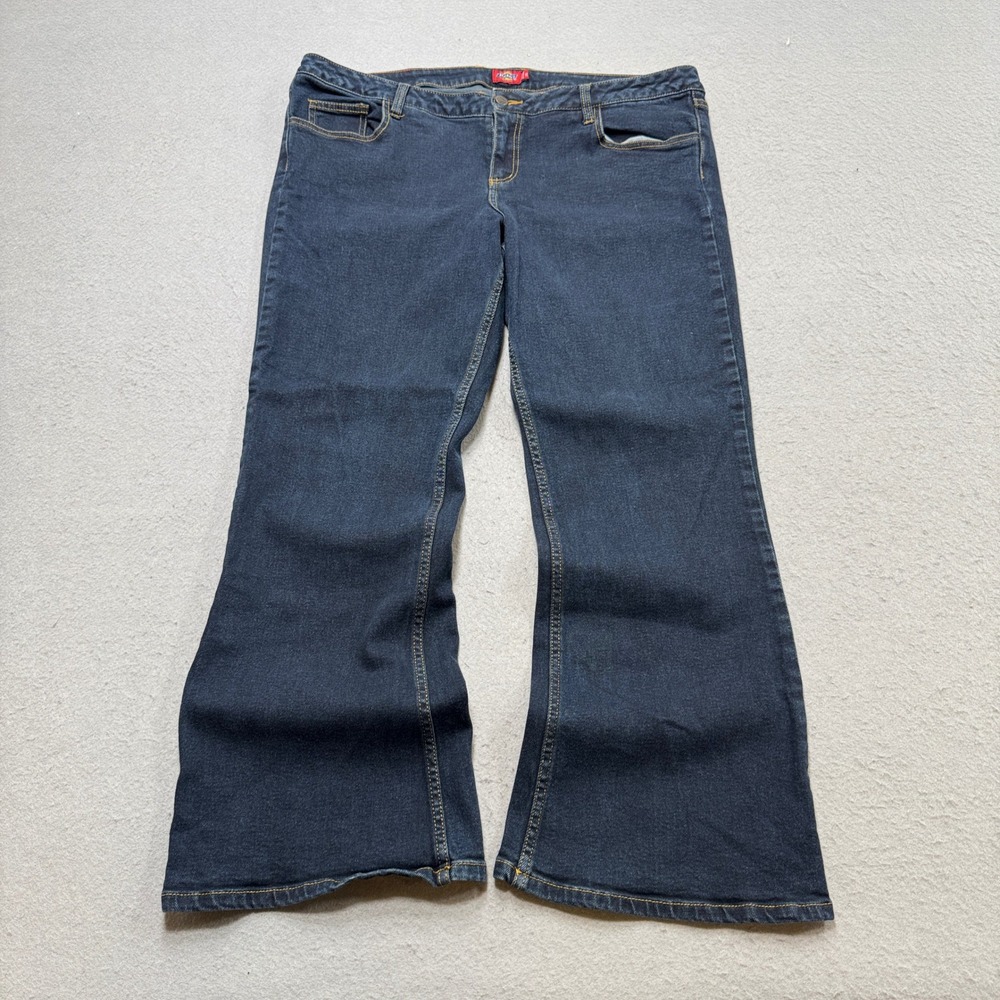 Dickies Bootcut Jeans Women's 20W Blue Dark Wash Denim Relaxed Stretch Workwear